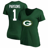 Micah Parsons Green Bay Packers Women's Plus Size Name & Number V-Neck T-Shirt Green
