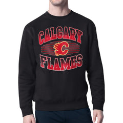 NHL Calgary Flames Starter Team Grit Graphic Fleece Pullover Sweatshirt - Black