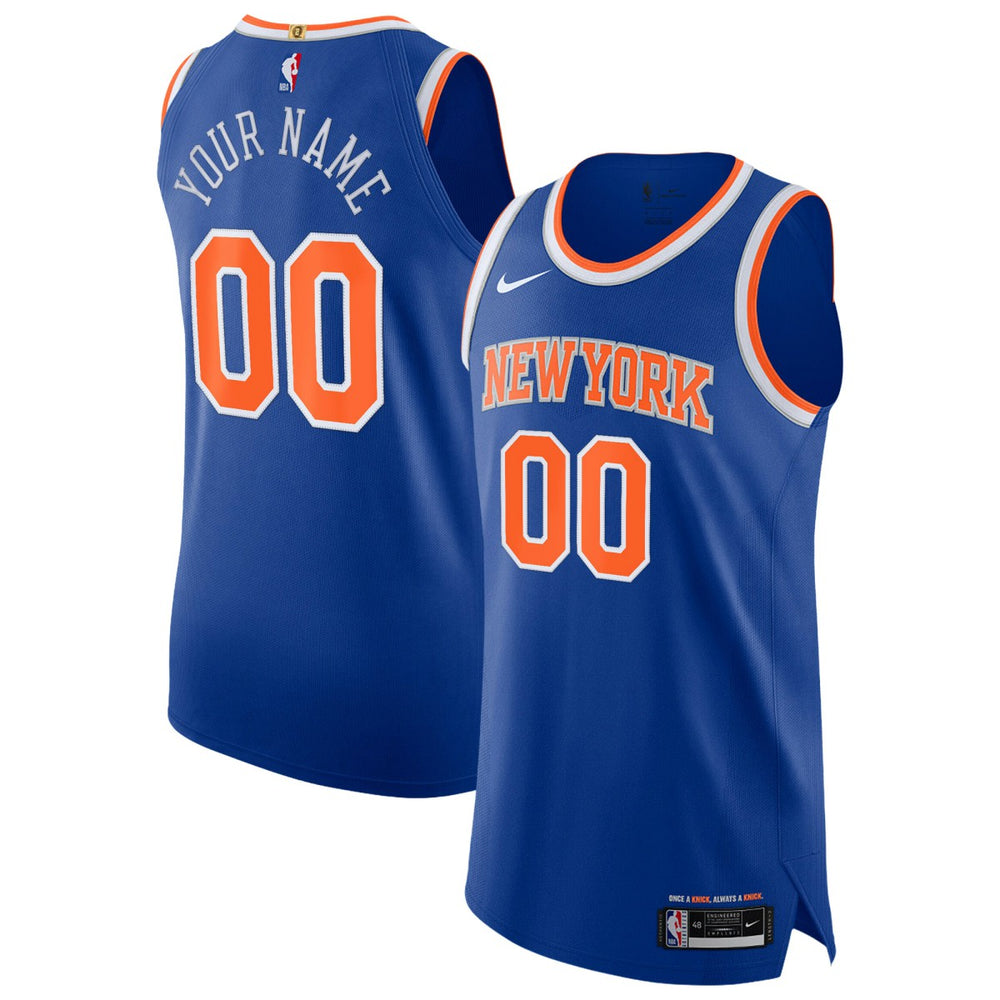 NBA New York Knicks Authentic Custom Jersey - Icon Edition - Blue