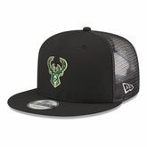 Milwaukee Bucks Core Logo Meshback 9FIFTY Snapback Hat Black
