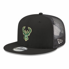 Milwaukee Bucks Core Logo Meshback 9FIFTY Snapback Hat Black