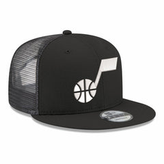 Utah Jazz Core Logo Meshback 9FIFTY Snapback Hat Black