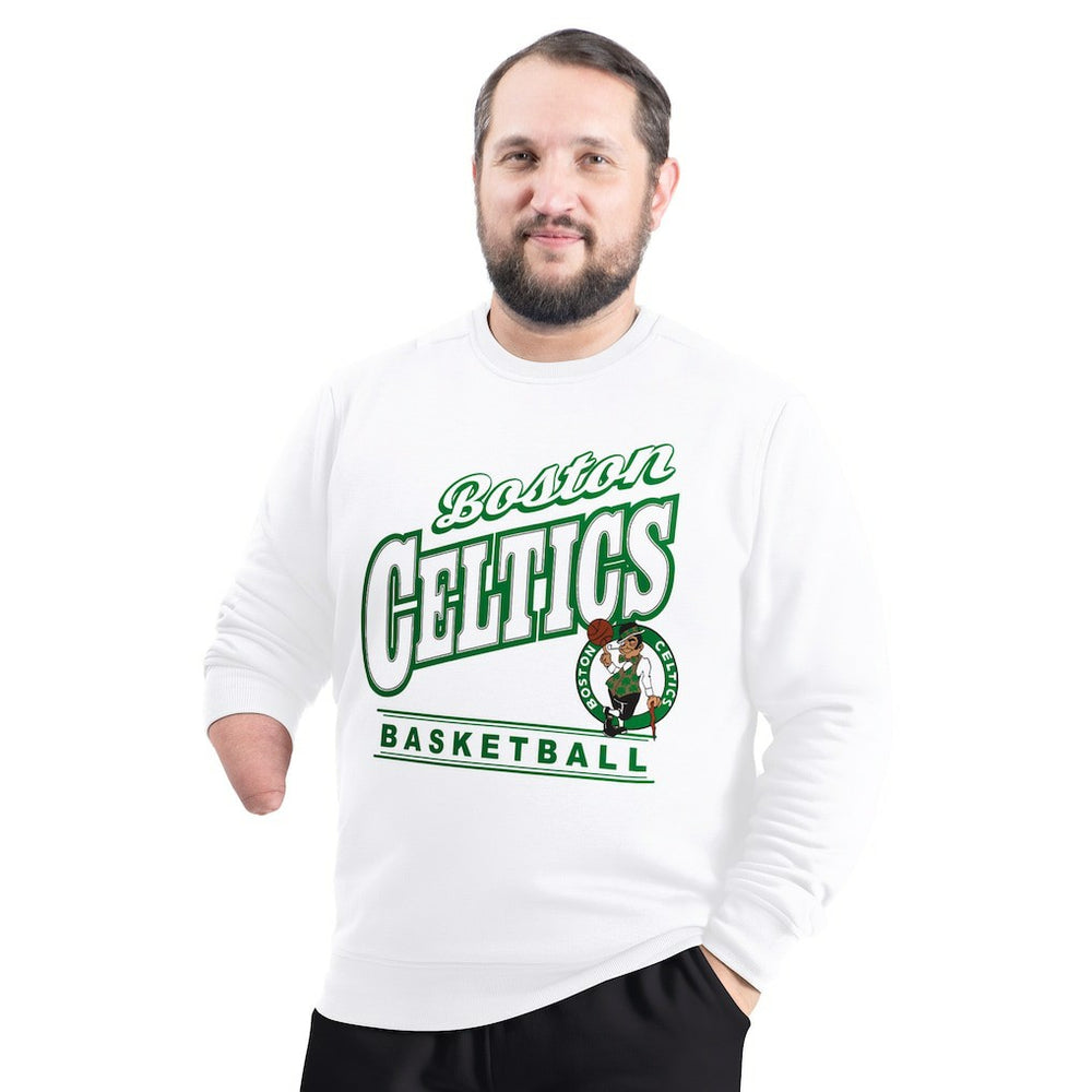Boston Celtics G-III Sports by Carl Banks Adaptive Headliner Fleece Crewneck Sweatshirt White