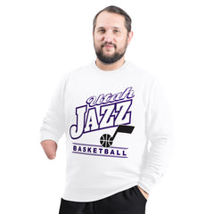 Utah Jazz G-III Sports by Carl Banks Adaptive Headliner Fleece Crewneck Sweatshirt White