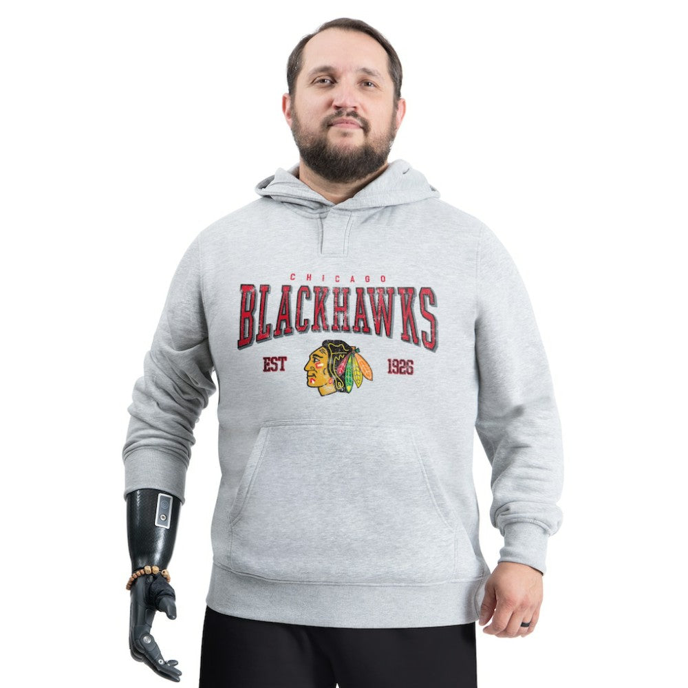 NHL Chicago Blackhawks G-III Sports by Carl Banks Adaptive Classic Team Spirit Fleece Hoodie - Gray