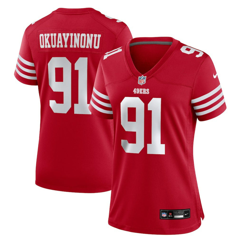 NFL Sam Okuayinonu San Francisco 49ers Women's Team Game Jersey - Scarlet