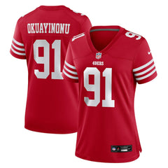 NFL Sam Okuayinonu San Francisco 49ers Women's Team Game Jersey - Scarlet