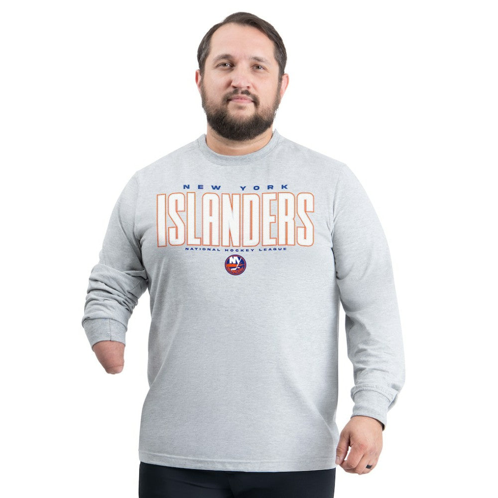 NHL New York Islanders G-III Sports by Carl Banks Adaptive Mesh Effect Long Sleeve T-Shirt - Gray