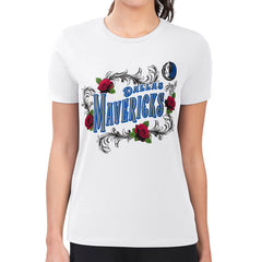 Dallas Mavericks G-III 4Her by Carl Banks Women's Super-Slim Fit Lightweight Roses Crew Neck T-Shirt White