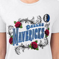 Dallas Mavericks G-III 4Her by Carl Banks Women's Super-Slim Fit Lightweight Roses Crew Neck T-Shirt White