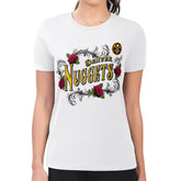 Denver Nuggets G-III 4Her by Carl Banks Women's Super-Slim Fit Lightweight Roses Crew Neck T-Shirt White