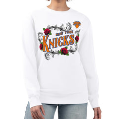 New York Knicks G-III 4Her by Carl Banks Women's Roses Fleece Tri-Blend Sweatshirt White