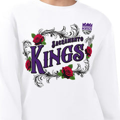 Sacramento Kings G-III 4Her by Carl Banks Women's Roses Fleece Tri-Blend Sweatshirt White