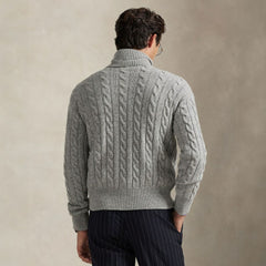 New York Yankees Polo Ralph Lauren Wool Turtleneck Sweater - Heather Gray