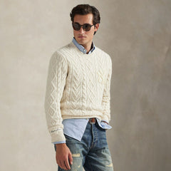 New York Yankees Polo Ralph Lauren Wool-Alpaca Sweater - Cream