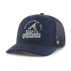 Atlanta Braves '47 Pitstop Trucker Adjustable Hat - Navy Hats