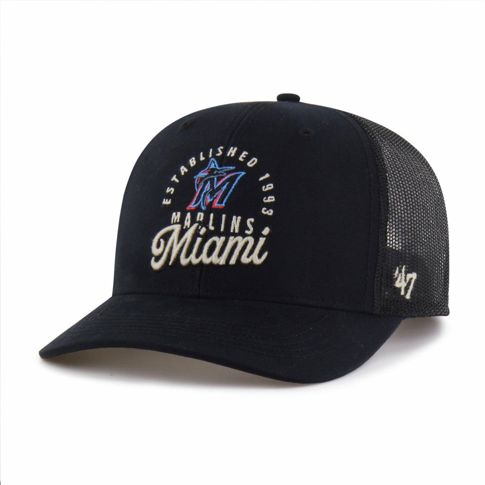 Miami Marlins '47 Pitstop Trucker Adjustable Hat - Black Hats