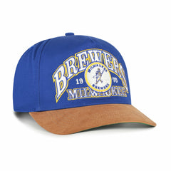 Milwaukee Brewers '47 Cooperstown Break Wood Suede Hitch Adjustable Hat - Royal/Brown Hats