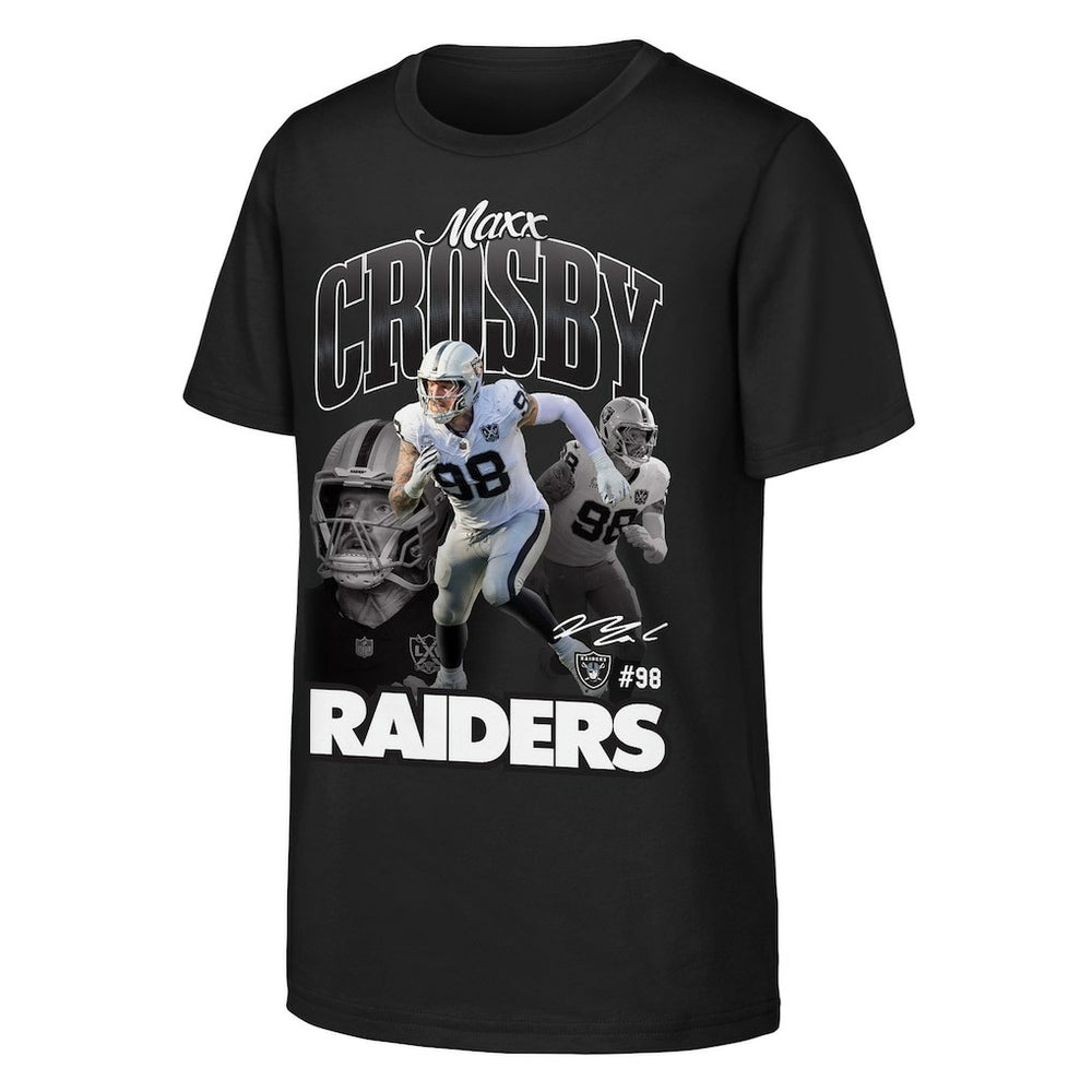 Maxx Crosby Las Vegas Raiders Outerstuff Youth Triple Pic T-Shirt Black