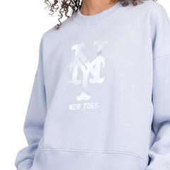 New York Mets Starter Women's Pastels Boxy Fleece Sweatshirt - Light Blue Sweatshirts