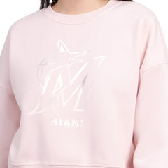 Miami Marlins Starter Women's Pastels Boxy Fleece Sweatshirt - Light Pink Sweatshirts