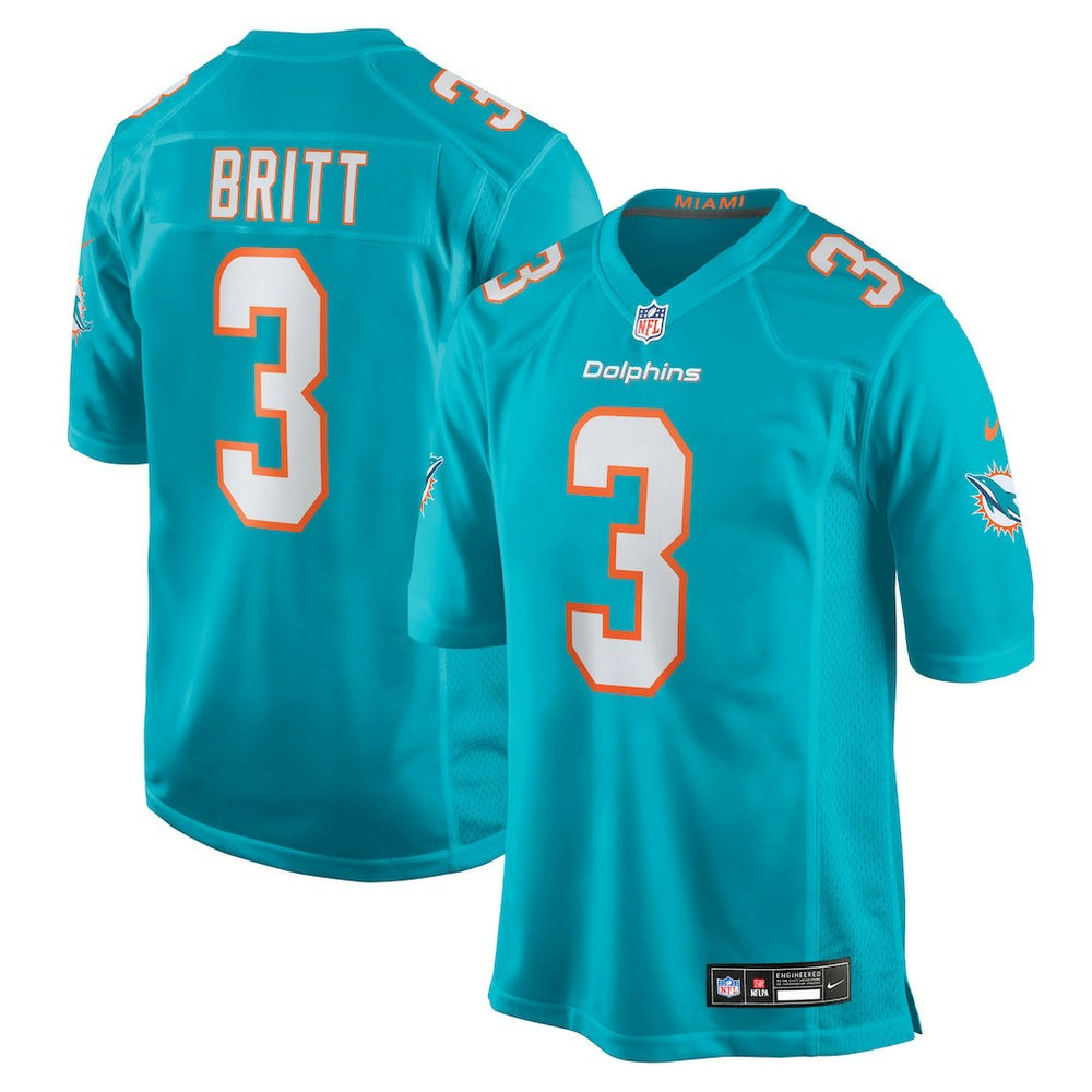 NFL K.J. Britt Miami Dolphins Team Game Jersey - Aqua