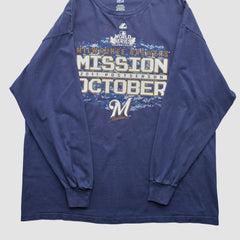 Milwaukee Brewers Majestic 2011 Long Sleeve T-Shirt - Blue - 2XL by Fanatics Real Vintage T-shirts