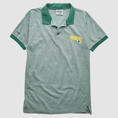 Green Bay Packers Majestic 90s Polo Heather Gray Vintage
