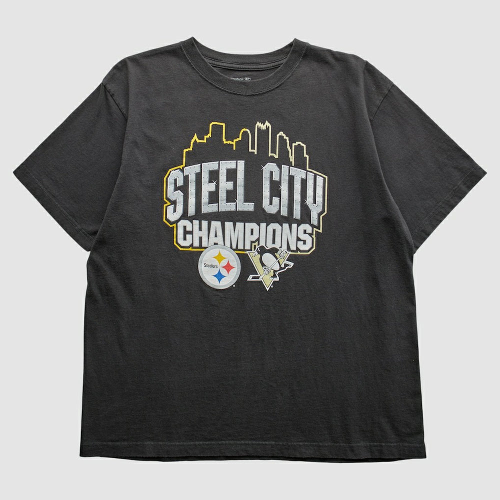 Pittsburgh Steelers Reebok 2009 T-Shirt Black Vintage