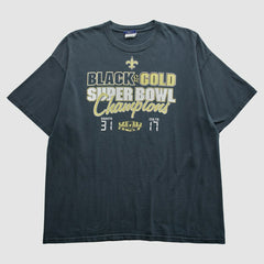 New Orleans Saints Reebok 2010 T-Shirt Black Vintage