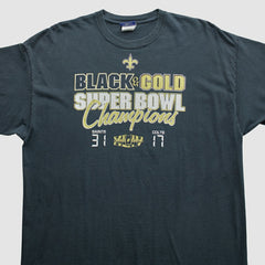 New Orleans Saints Reebok 2010 T-Shirt Black Vintage