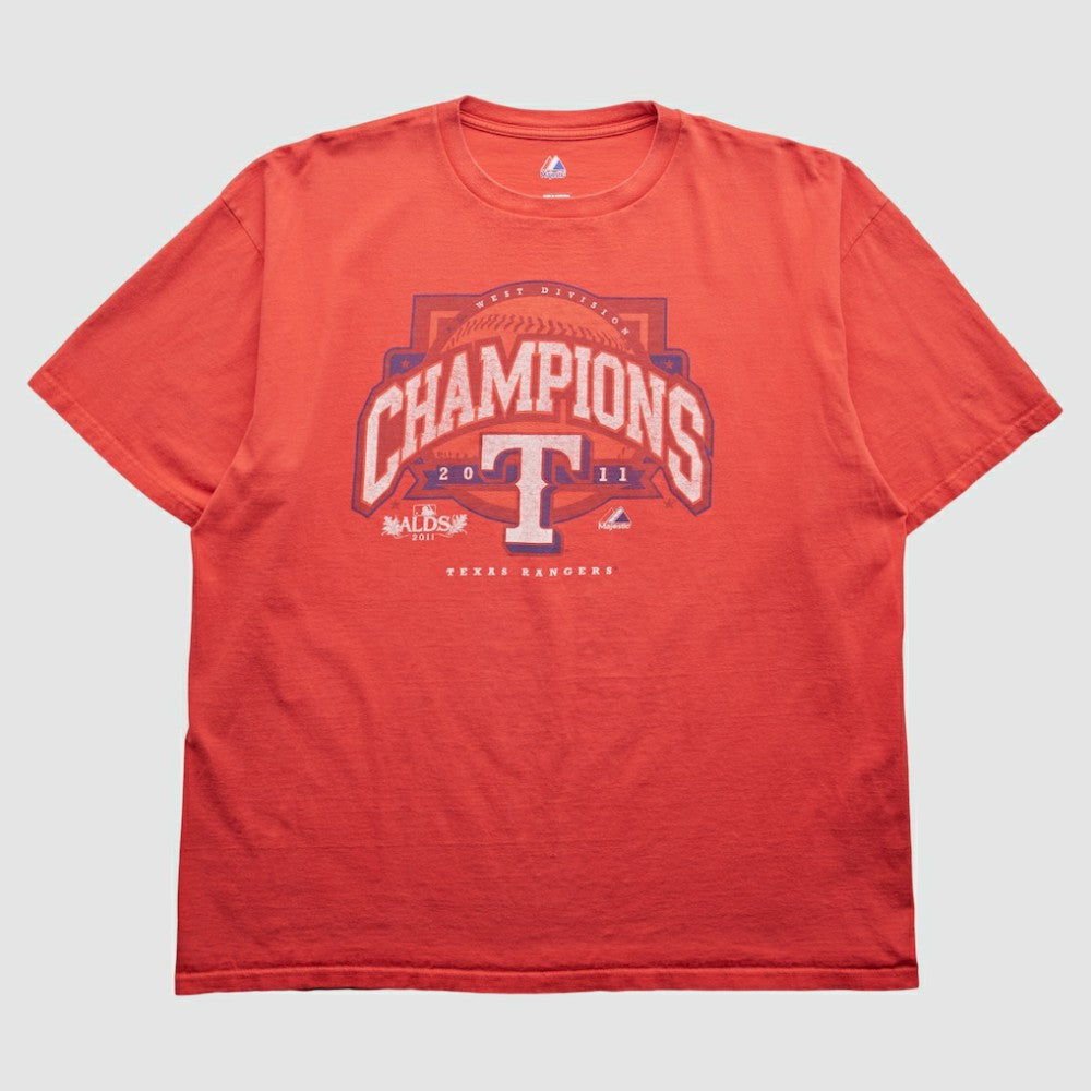 Texas Rangers Majestic 2011 T-Shirt - Red - 2XL by Fanatics Real Vintage T-shirts