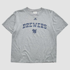 Milwaukee Brewers Adidas 2000s T-Shirt - Gray - M by Fanatics Real Vintage T-shirts
