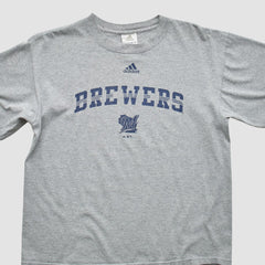 Milwaukee Brewers Adidas 2000s T-Shirt - Gray - M by Fanatics Real Vintage T-shirts