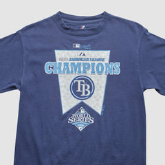 Tampa Bay Rays Majestic 2008 T-Shirt - Blue - S by Fanatics Real Vintage T-shirts