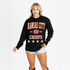 Kansas City Chiefs Gameday Couture Women's Oversized Everyday Star Long Sleeve T-Shirt Black