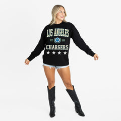Los Angeles Chargers Gameday Couture Women's Oversized Everyday Star Long Sleeve T-Shirt Black