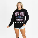 New York Giants Gameday Couture Women's Oversized Everyday Star Long Sleeve T-Shirt Black