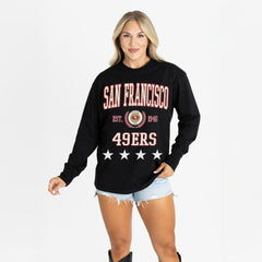 San Francisco 49ers Gameday Couture Women's Oversized Everyday Star Long Sleeve T-Shirt Black