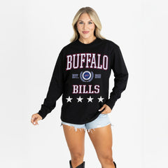 Buffalo Bills Gameday Couture Women's Oversized Everyday Star Long Sleeve T-Shirt Black