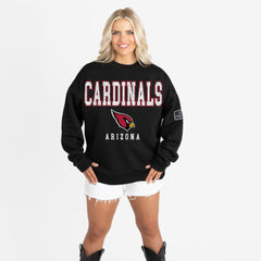 Arizona Cardinals Gameday Couture Women's Oversized Level Up Black Label Premium Fleece Sweatshirt Black