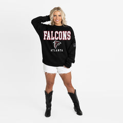 Atlanta Falcons Gameday Couture Women's Oversized Level Up Black Label Premium Fleece Sweatshirt Black