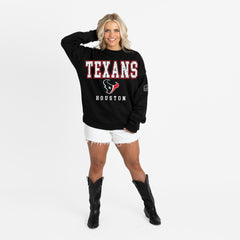 Houston Texans Gameday Couture Women's Oversized Level Up Black Label Premium Fleece Sweatshirt Black