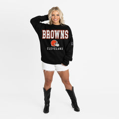 Cleveland Browns Gameday Couture Women's Oversized Level Up Black Label Premium Fleece Sweatshirt Black