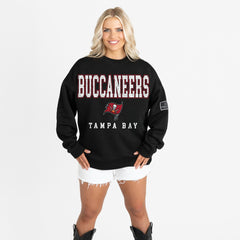 Tampa Bay Buccaneers Gameday Couture Women's Oversized Level Up Black Label Premium Fleece Sweatshirt Black