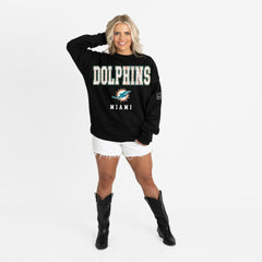 Miami Dolphins Gameday Couture Women's Oversized Level Up Black Label Premium Fleece Sweatshirt Black