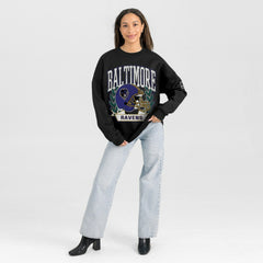 Baltimore Ravens Gameday Couture Women's Oversized Victory Lane Black Label Premium Fleece Sweatshirt Black