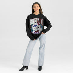 Buffalo Bills Gameday Couture Women's Oversized Victory Lane Black Label Premium Fleece Sweatshirt Black