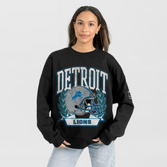 Detroit Lions Gameday Couture Women's Oversized Victory Lane Black Label Premium Fleece Sweatshirt Black