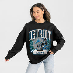 Detroit Lions Gameday Couture Women's Oversized Victory Lane Black Label Premium Fleece Sweatshirt Black
